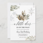 Winter Deer Baby Dusche Einladung (Vorderseite)