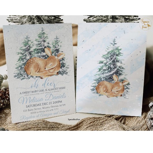 Winter Deer Baby Dusche Einladung Boy Deer Winter
