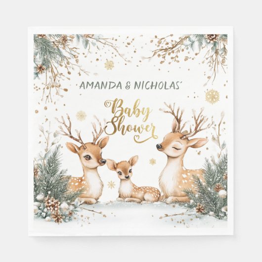 Winter Deer Baby Dusche Serviette (Vorderseite)