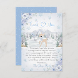 Winter Deer Blue Snowflake Baby Dusche Dankeskarte