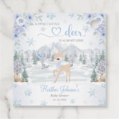 Winter Deer Blue Snowflake Baby Dusche Geschenkanhänger (Rückseite)
