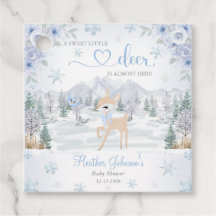 Winter Deer Blue Snowflake Baby Dusche