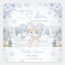 Winter Deer Blue Snowflake Baby Dusche