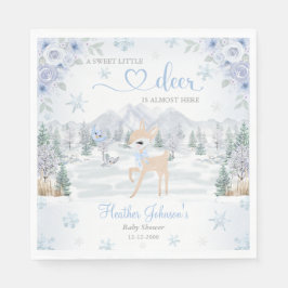 Winter Deer Blue Snowflake Baby Dusche Serviette