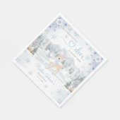 Winter Deer Blue Snowflake Baby Dusche Serviette (Ecke)