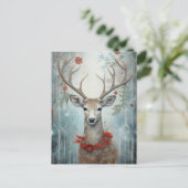 Winter Deer Boho Postkarte (Stehend Vorderseite)