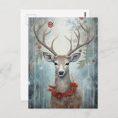Winter Deer Boho Postkarte (Vorne/Hinten)