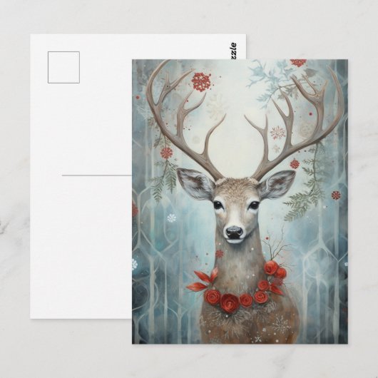 Winter Deer Boho Postkarte (Vorne/Hinten)