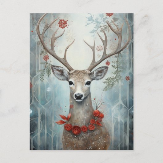Winter Deer Boho Postkarte (Vorderseite)