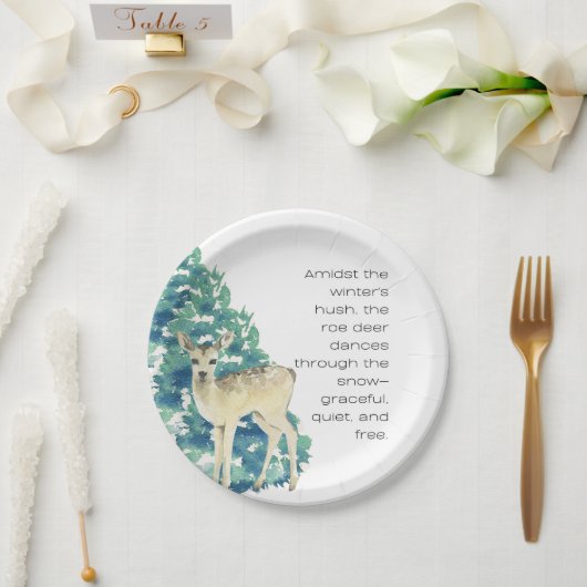 Winter Deer in the Snow – Wildlife Art Home Decor Pappteller (Hochzeit)