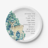 Winter Deer in the Snow – Wildlife Art Home Decor Pappteller (Vorderseite)