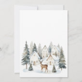 Winter Deer in Village Watercolor Baby Shower Einladung (Rückseite)