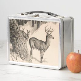 Winter Deer Metal Lunchbox
