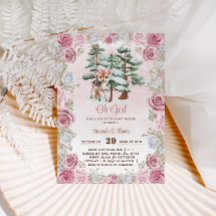 Winter Deer Oh Girl Floral Baby Girl Dusche