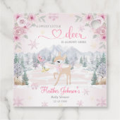 Winter Deer Pink Snowflake Babydusche Geschenkanhänger (Rückseite)