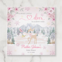 Winter Deer Pink Snowflake Babydusche