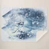 Winter Deer Snowy Mountain Weihnachten Sherpadecke (Vorderseite (Horizontal))