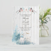 Winter Deer Watercolor auf Holzhochzeit Einladung (Stehend Vorderseite)