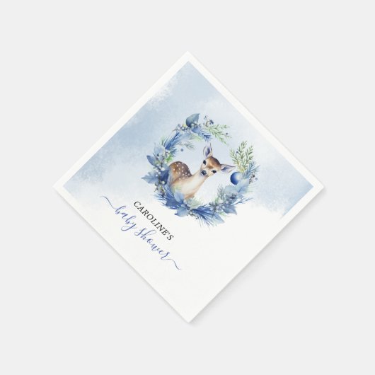 Winter Deer Watercolor Babydusche Serviette (Ecke)