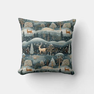 Winter Deer Wonderland Throw Kissen