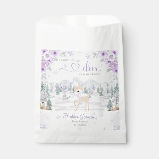 Winter Deh Lila Snowflake Babydusche Geschenktütchen (Vorderseite)