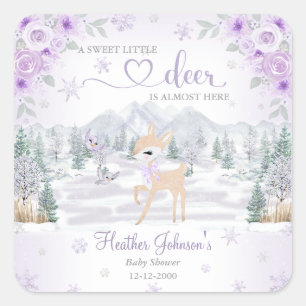 Winter Deh Lila Snowflake Babydusche Quadratischer Aufkleber