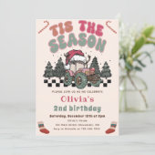 Winter Dei Truck Weihnachten Geburtstagsparty Einladung (Stehend Vorderseite)