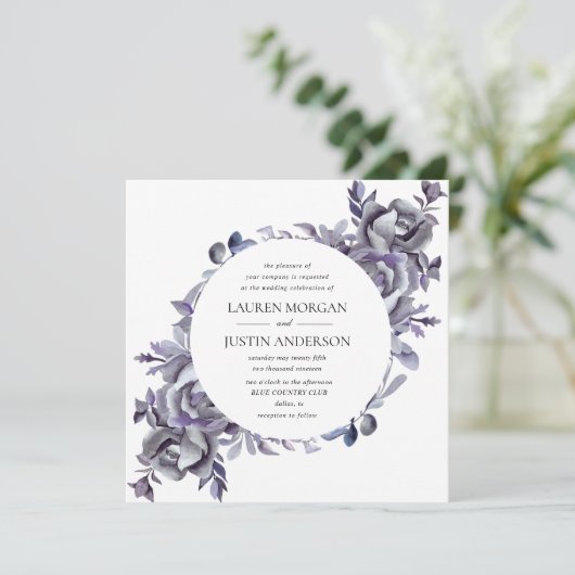 Winter Delicate Hydrangea Bloral Wedding Einladung (Stehend Vorderseite)