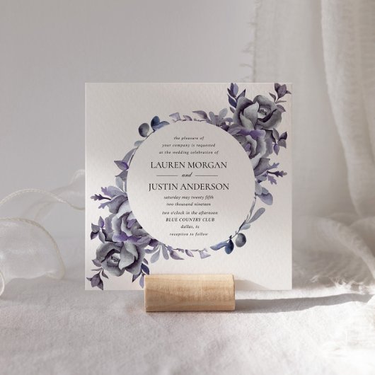 Winter Delicate Hydrangea Bloral Wedding Einladung