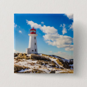 Winter des Leuchtturm-  in Peggy Bucht, Button