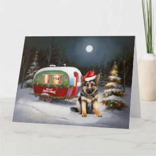 Winter Deutscher Schäferhund Karawane Weihnachtsab Karte