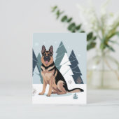 Winter Deutscher Schäferhund Postkarte (Stehend Vorderseite)