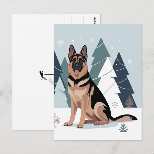 Winter Deutscher Schäferhund Postkarte (Vorne/Hinten)