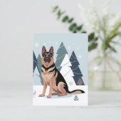 Winter Deutscher Schäferhund  Postkarte (Stehend Vorderseite)