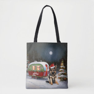 Winter Deutscher Schäferhund Wohnwagen Weihnachtsa Tasche