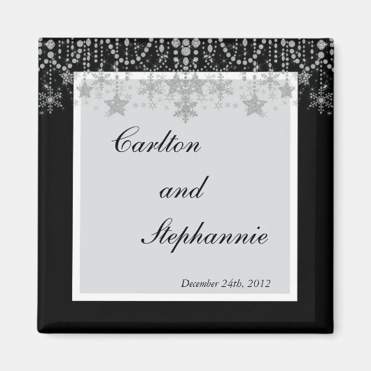 Winter Diamond Wedding Magnet Bevorzugung (Vorne)