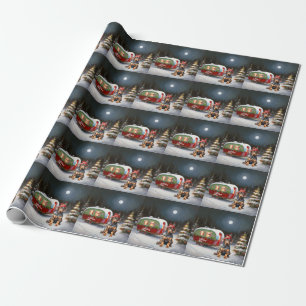 Winter Doberman Caravan Weihnachtsabenteuer Geschenkpapier