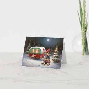 Winter Doberman Caravan Weihnachtsabenteuer Karte