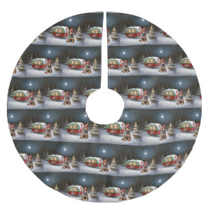 Winter Doberman Caravan Weihnachtsabenteuer Polyester Weihnachtsbaumdecke