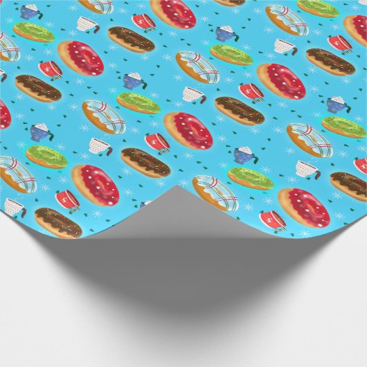 Winter Donuts & Hot Chocolate Muster Geschenkpapier (Ecke)