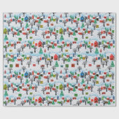 Winter-Dorf-Feiertag Geschenkpapier (Flach)