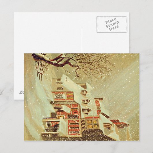 Winter-Dorf Postkarte (Vorne/Hinten)