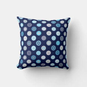 Winter Dots Blue Pattern Pillow Kissen