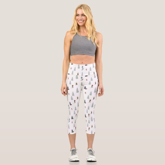 Winter Downhill Pattern Capri Leggings (Vorderseite)