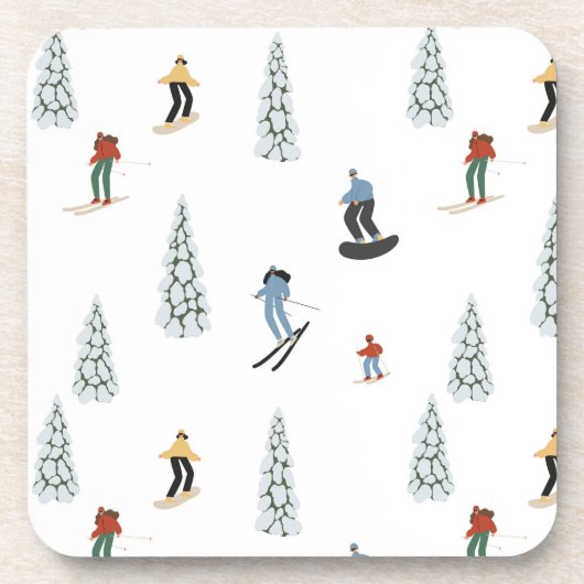 Winter Downhill Pattern Getränkeuntersetzer (Vorderseite)