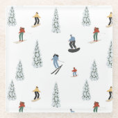 Winter Downhill Pattern Glasuntersetzer (Vorderseite)