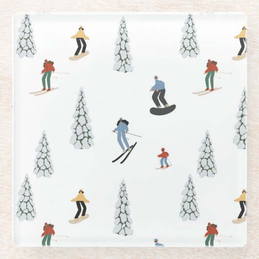 Winter Downhill Pattern Glasuntersetzer (Vorderseite)