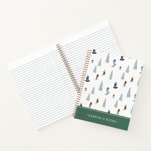 Winter Downhill Pattern | Name hinzufügen Notizblock (Innenseite)