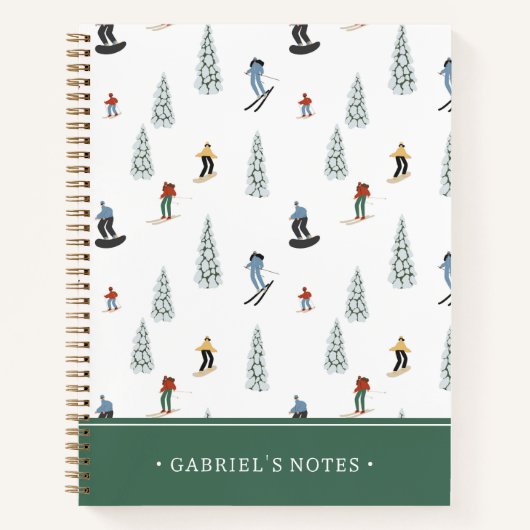 Winter Downhill Pattern | Name hinzufügen Notizblock (Vorderseite)