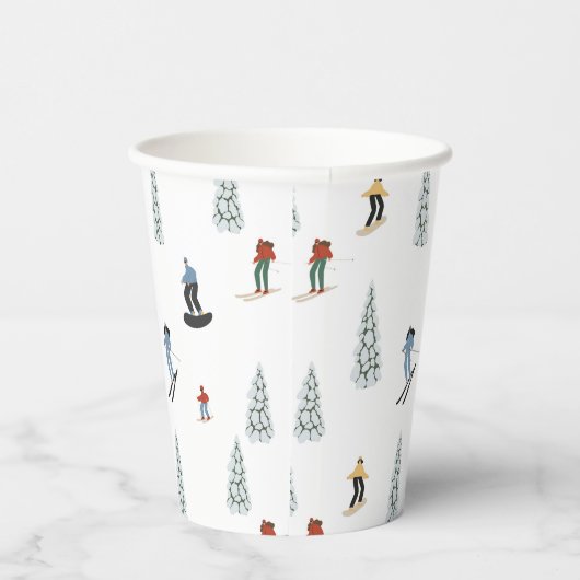 Winter Downhill Pattern Pappbecher (Rechts)